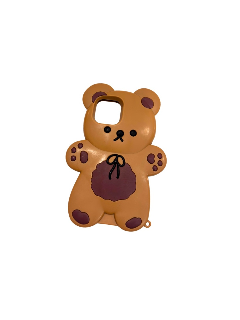 Cute Teddy Bear iPhone 12 Pro Max Silicone Phone Case in Caramel and Dark Brown
